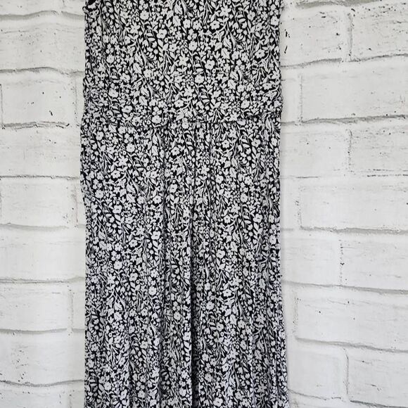 Boden Black White Cross Front Floral Stretch Knee Length Dress Womens 14L - Picture 11 of 14